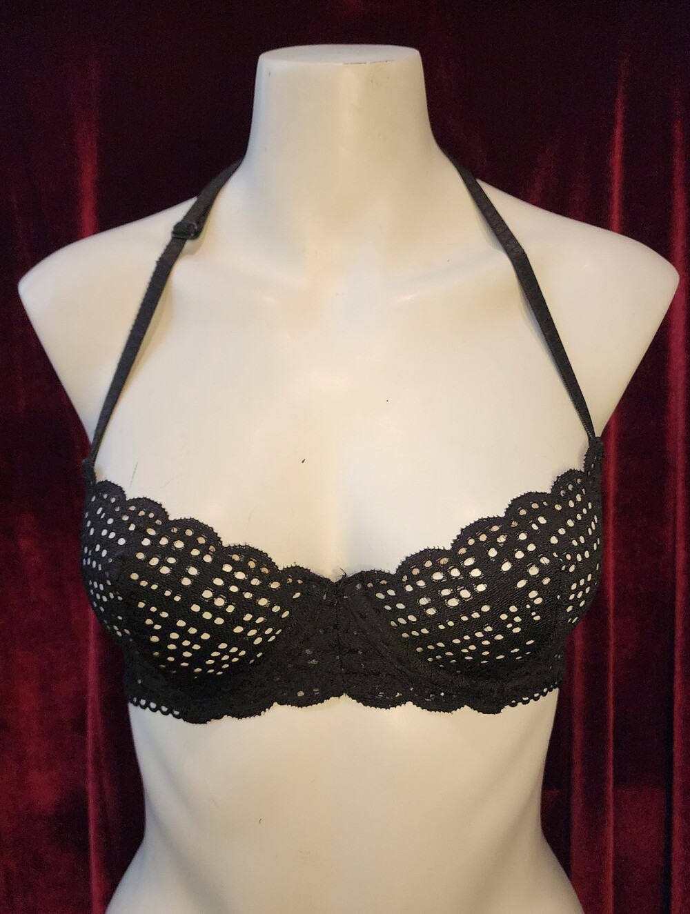 Blackheart Black Crochet Lace Halter Bra